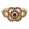 Silver ring with czech garnet, gold plated - flower                                                 