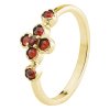 Silver ring with czech garnet, gold plated - flower                                                 