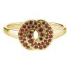 Silver ring with czech garnet, gold plated - knot                                                   