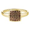 Silver ring with czech garnet, gold plated - rectangle                                              