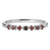 Silver ring with czech garnet, rhodium plated - line                                                