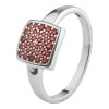 Silver ring with czech garnet, rhodium plated - rectangle                                           