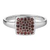 Silver ring with czech garnet, rhodium plated - rectangle                                           