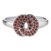 Silver ring with czech garnet, rhodium plated - knot                                                