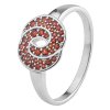 Silver ring with czech garnet, rhodium plated - knot                                                