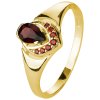 Silver ring with czech garnet, gold plated - drop                                                   