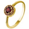 Silver ring with czech garnet, gold plated - circle                                                 