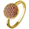 Silver ring with czech garnet, gold plated - circle                                                 