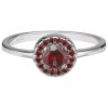 Silver ring with czech garnet, rhodium plated - circle                                              