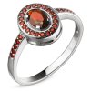Silver ring with czech garnet, rhodium plated - oval                                                