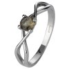 Silver ring with moldavite, rhodium plated                                                          