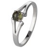 Silver ring with moldavite, rhodium plated                                                          