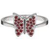 Silver ring with czech garnet, rhodium plated, animal - butterfly                                   