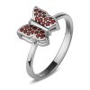 Silver ring with czech garnet, rhodium plated, animal - butterfly                                   