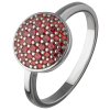 Silver ring with czech garnet, rhodium plated - circle                                              