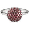Silver ring with czech garnet, rhodium plated - circle                                              