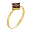 Silver ring with czech garnet, gold plated - flower                                                 