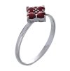 Silver ring with czech garnet, rhodium plated - flower                                              