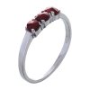 Silver ring with czech garnet, rhodium plated - line                                                