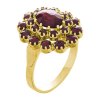 Silver ring with czech garnet, gold plated - oval                                                   