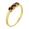 Silver ring with czech garnet, gold plated - line                                                   