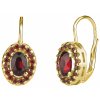 Silver earrings with czech garnet, gold plated - oval                                               