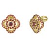 Silver earrings with czech garnet, gold plated - flower                                             