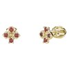 Silver earrings with czech garnet, gold plated - square                                             