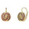 Silver earrings with czech garnet, gold plated - knot                                               