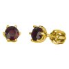 Silver earrings with czech garnet, gold plated                                                      