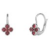 Silver earrings with czech garnet, rhodium plated - square                                          