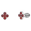 Silver earrings with czech garnet, rhodium plated - square                                          