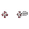 Silver earrings with czech garnet, rhodium plated - square                                          