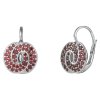 Silver earrings with czech garnet, rhodium plated - knot                                            