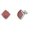 Silver earrings with czech garnet, rhodium plated - square                                          