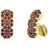 Silver earrings with czech garnet, gold plated - flower                                             