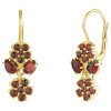 Silver earrings with czech garnet, gold plated - flower                                             