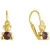 Silver earrings with czech garnet, gold plated, animal - bear                                       