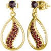 Silver earrings with czech garnet, gold plated - drop                                               