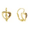Silver earrings with czech garnet, gold plated - heart                                              