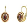 Silver earrings with czech garnet, gold plated - oval                                               
