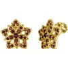 Silver earrings with czech garnet, gold plated - star                                               