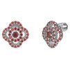 Silver earrings with czech garnet, rhodium plated - flower                                          