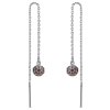 Silver earrings with czech garnet, rhodium plated - ball                                            