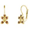 Silver earrings with czech garnet, gold plated - leaf                                               