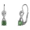 Silver earrings with moldavite, rhodium plated                                                      