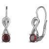 Silver earrings with czech garnet, rhodium plated                                                   