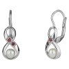 Silver earrings with czech garnet and pearl, rhodium plated - infinity                              