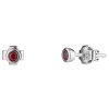 Silver earring with czech garnet, rhodium plated - 1 pc