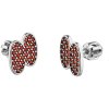 Silver earrings with czech garnet, rhodium plated - oval                                            